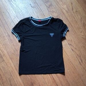 Guess Black Short Sleeve Tee with Sporty Trim